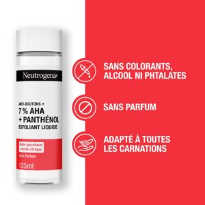 neutrogena exfoliant liquide anti boutons + 7 % aha + panthénol 125 ml