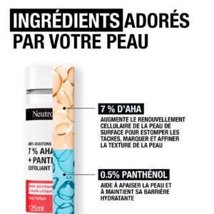 neutrogena exfoliant liquide anti boutons + 7 % aha + panthénol 125 ml