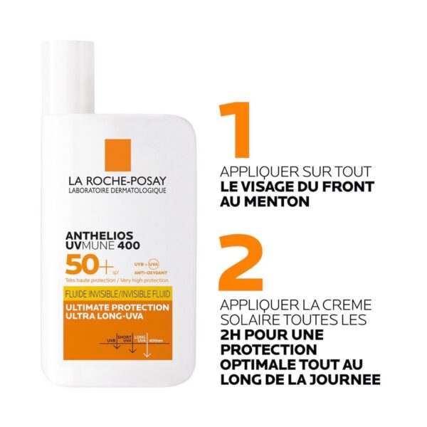 la roche posay anthelios uvmune 400 crème solaire fluide invisible | peaux sensibles | 50ml