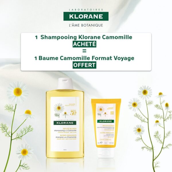 klorane – shampoing reflets blonds à la camomille cheveux blonds à châtains – Éclaircissant 400 ml