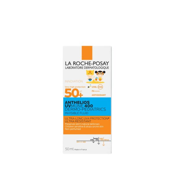 la roche posay anthelios uvmune 400 dermo pediatrics fluide invisible sans parfum spf50+