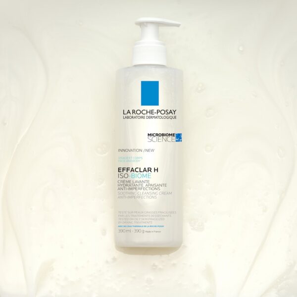 la roche posay effaclar h iso biome crème nettoyante | peau sèche à tendance acnéique | 390ml
