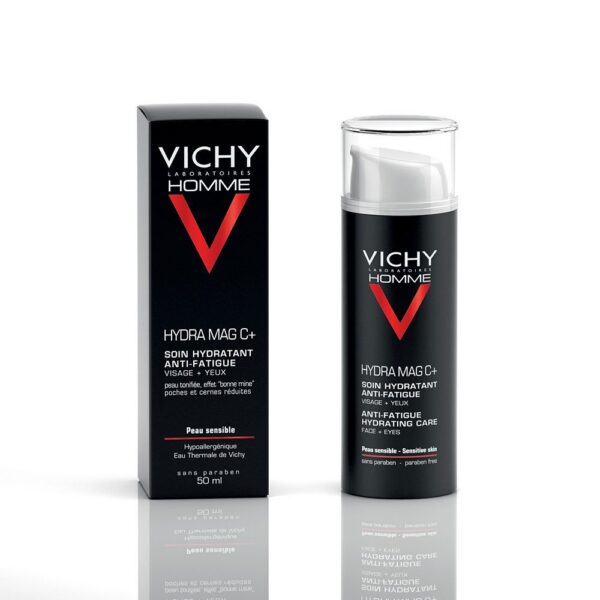 vichy homme hydra mag c+ soin hydratant anti fatigue visage et yeux sensibles | 50ml